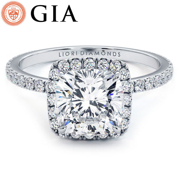 1.5 Carat Cushion Cut High Set Halo