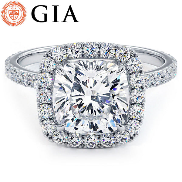 3 Carat Cushion Cut High Set Halo