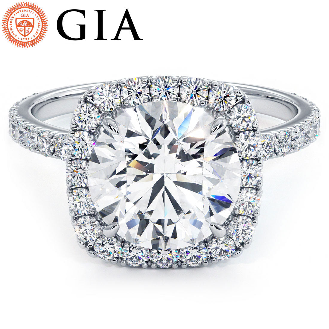 3 Carat Round Brilliant High Set Halo