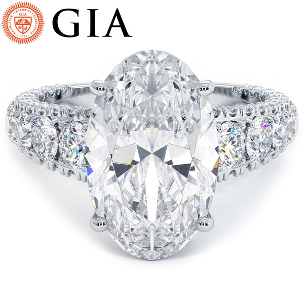 4 Carat Oval Cut Micropavé Graduated 3D Shank