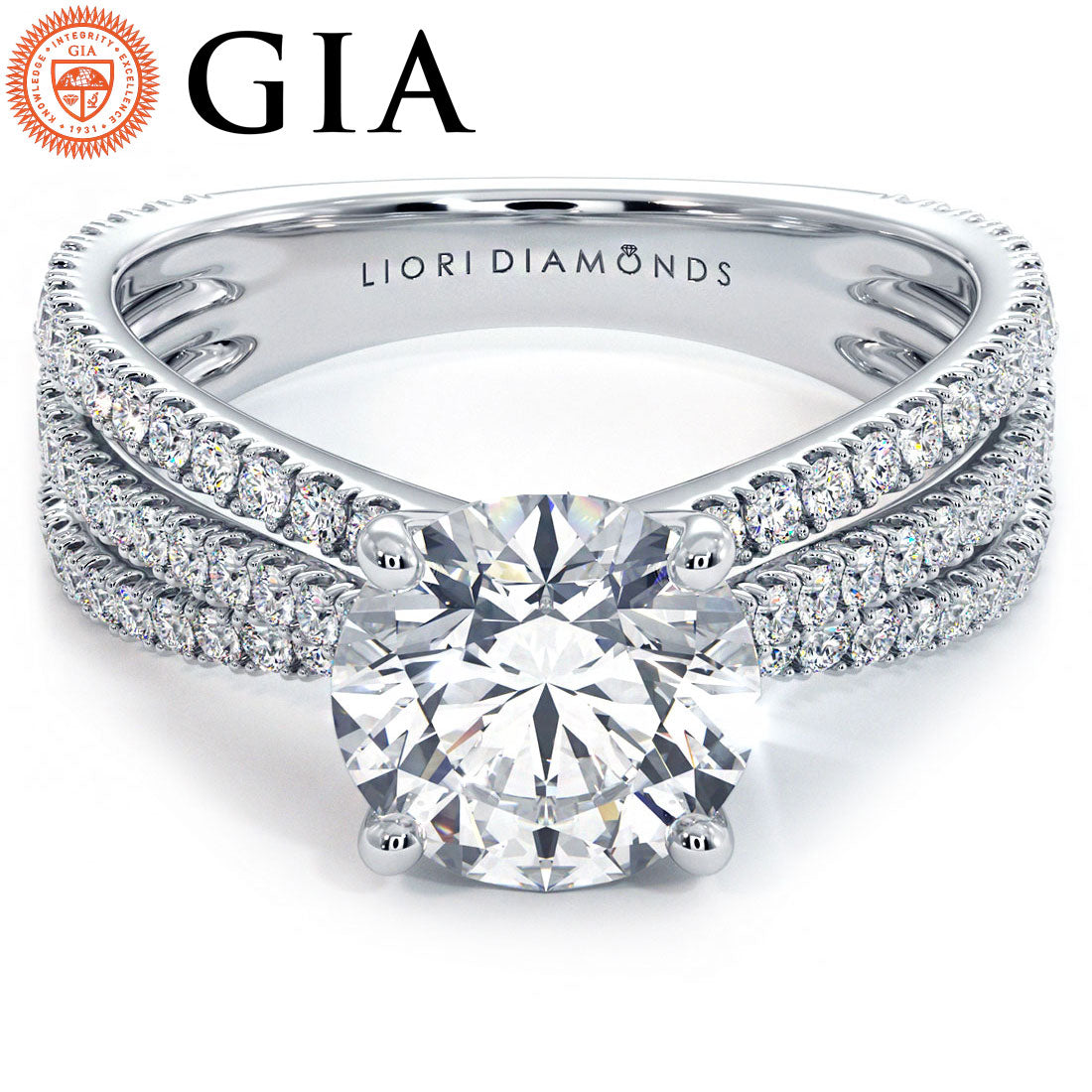 1.5 Carat Round Brilliant Micropavé Three Row