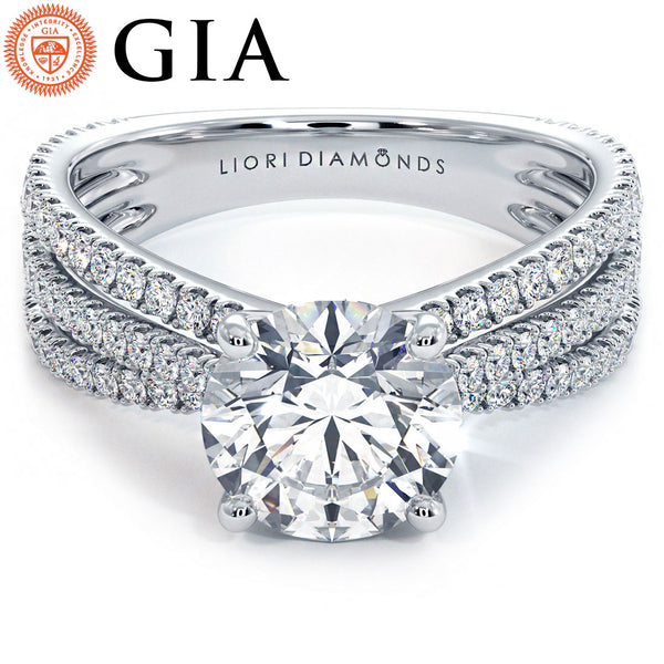 1.5 Carat Round Brilliant Micropavé Three Row