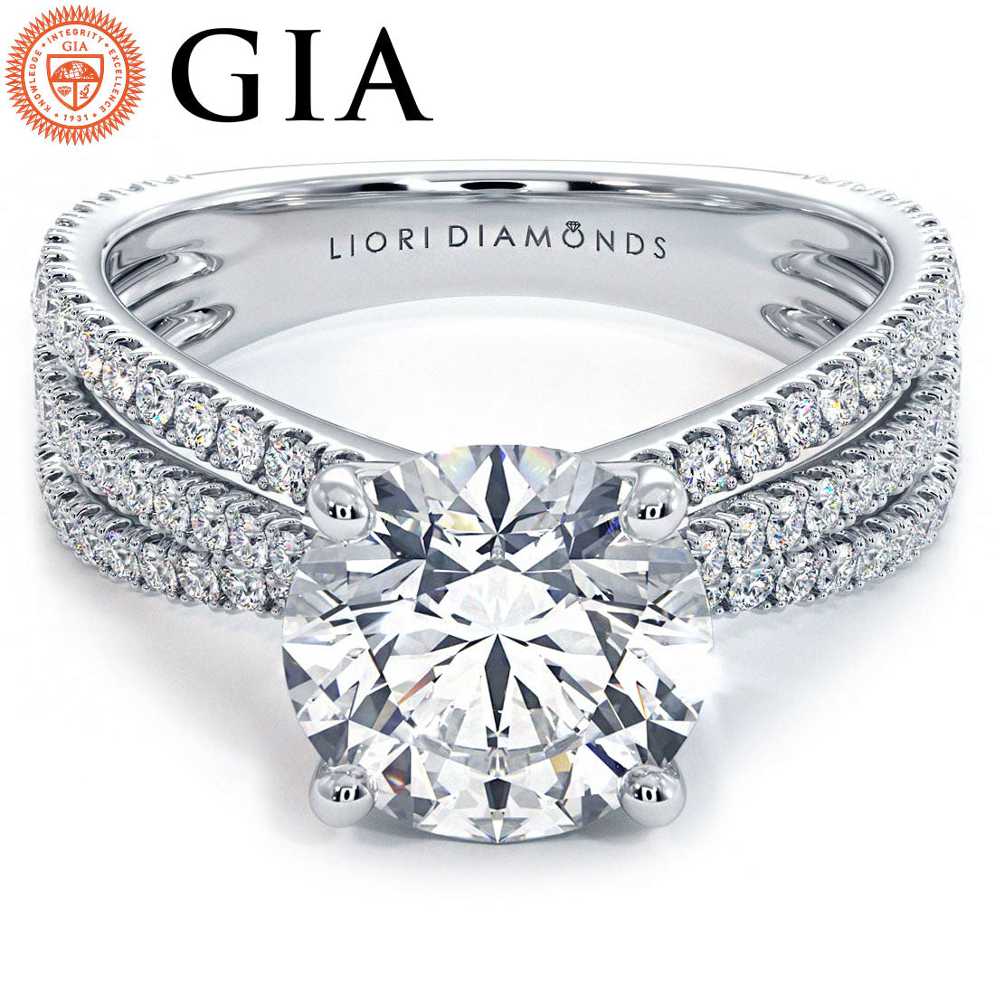 2 Carat Round Brilliant Micropavé Three Row