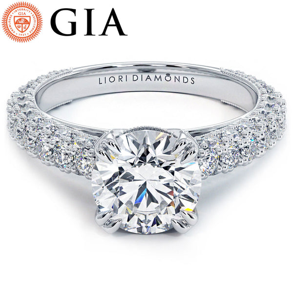 1.5 Carat Round Brilliant Trio Micropavé Honeycomb Setting