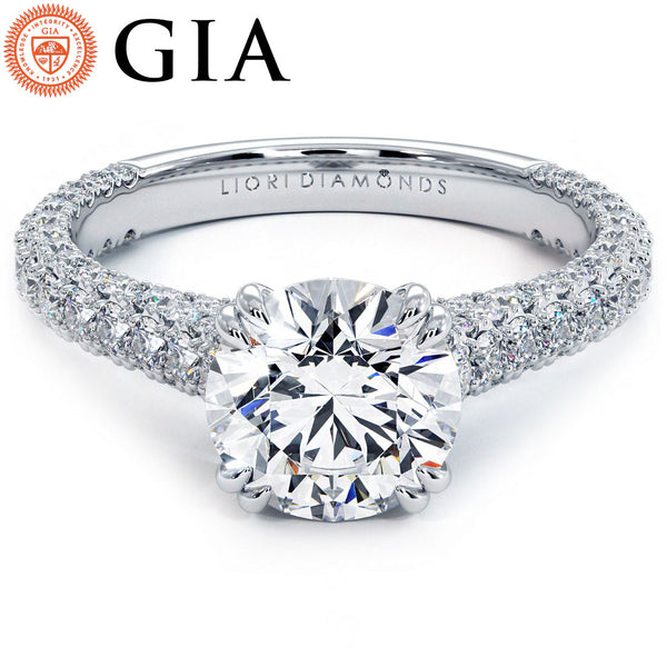 1.5 Carat Round Brilliant 3D Micropavé Cathedral