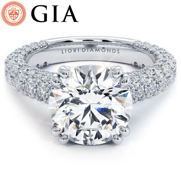 3 Carat Round Brilliant 3D Micropavé Cathedral
