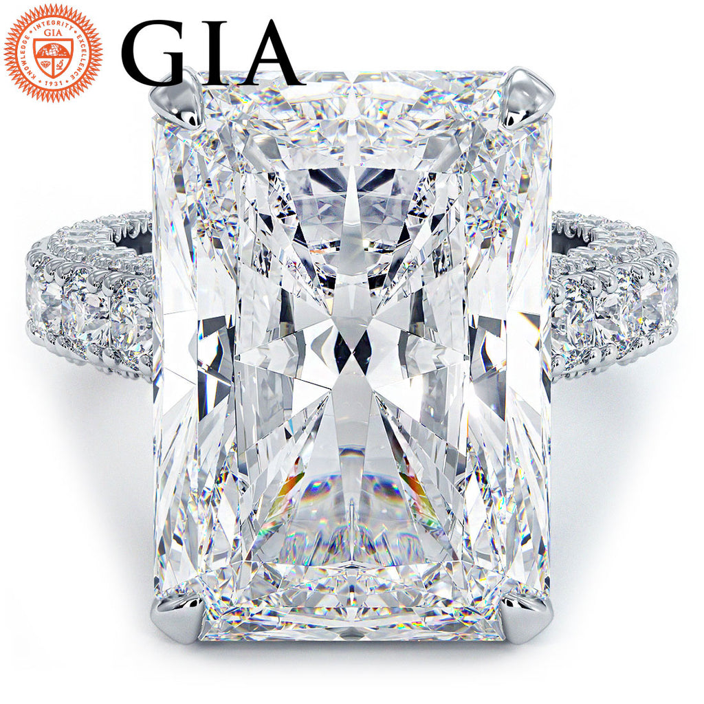 19.61ctw GIA Certified F-VVS2 Radiant Cut 3D Micropavé Cathedral