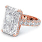 19.61ctw GIA Certified F-VVS2 Radiant Cut 3D Micropavé Cathedral Lab Grown Diamond Engagement Ring set in 14k Rose Gold