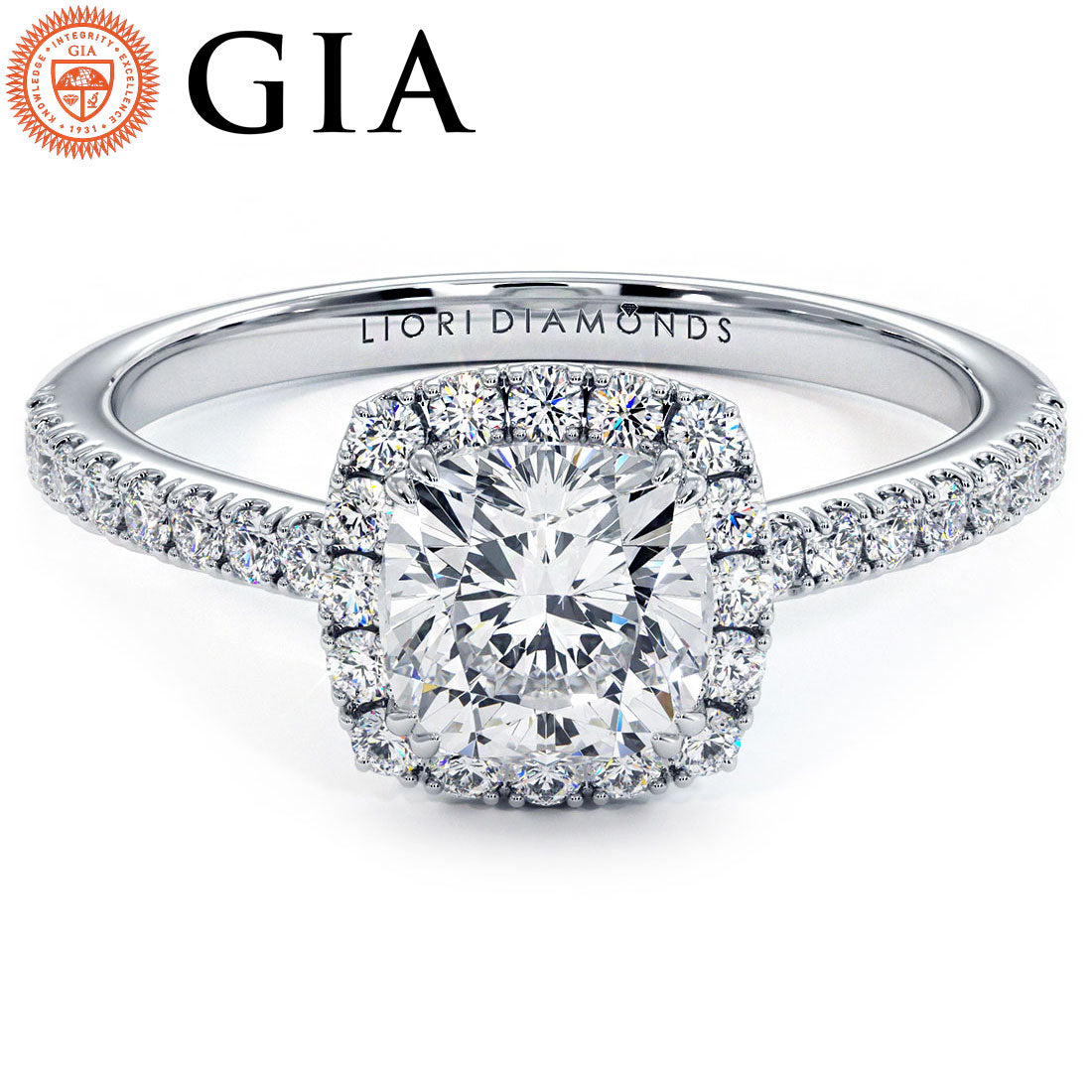 1 Carat Cushion Cut Micropavé Halo