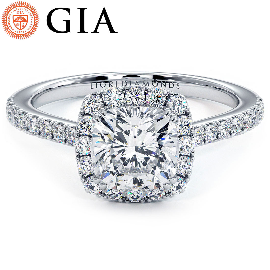 1.5 Carat Cushion Cut Micropavé Halo