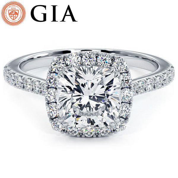 2 Carat Cushion Cut Micropavé Halo