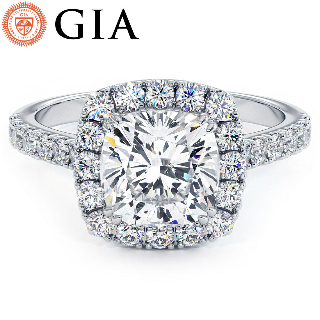 2.5 Carat Cushion Cut Micropavé Halo