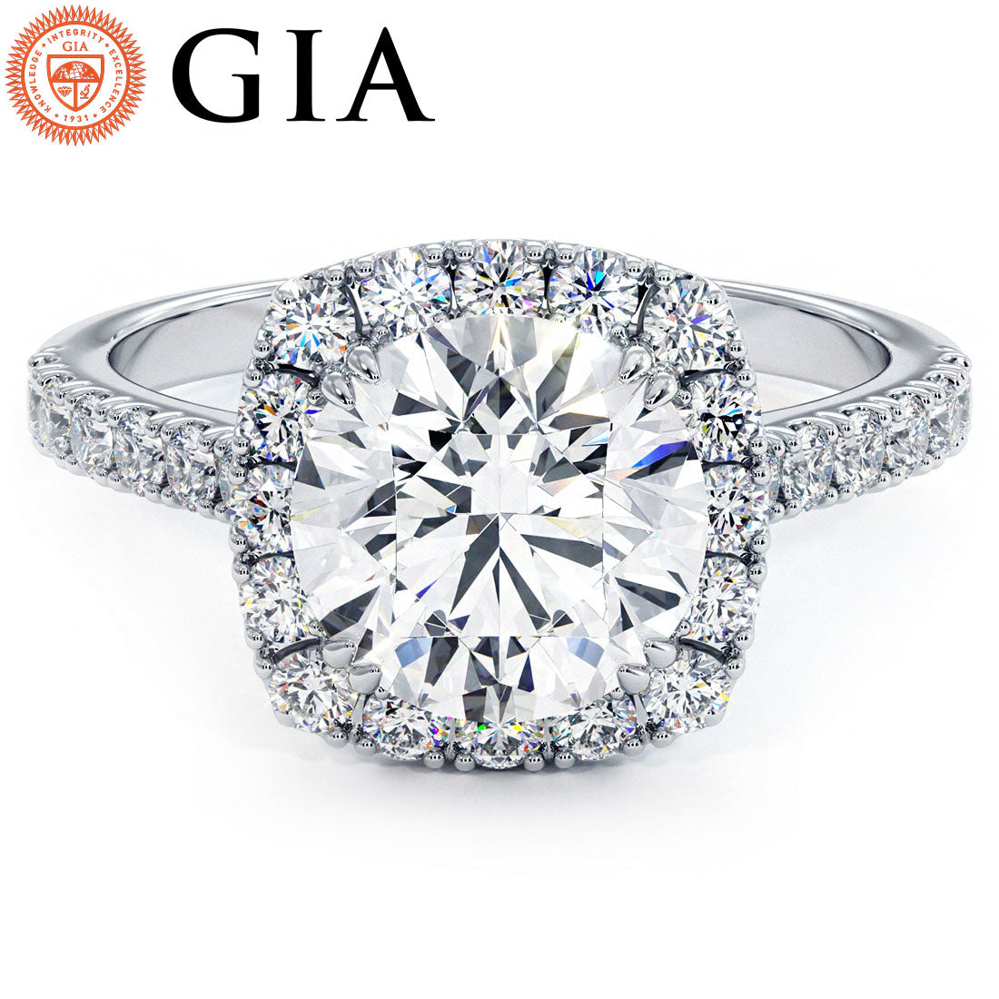 2.5 Carat Round Brilliant Micropavé Halo