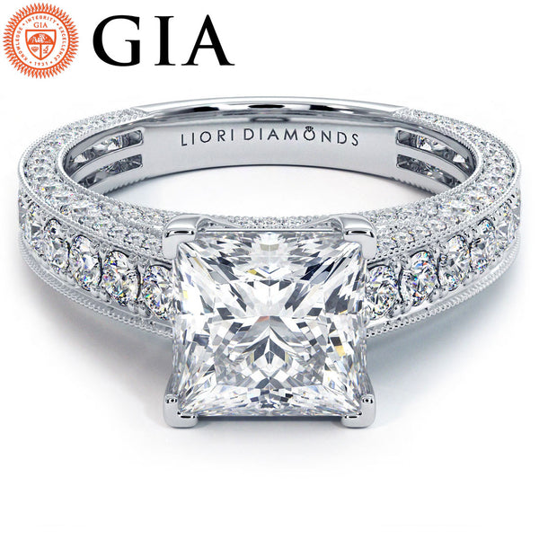 2 Carat Princess Cut Micropavé Milgrain