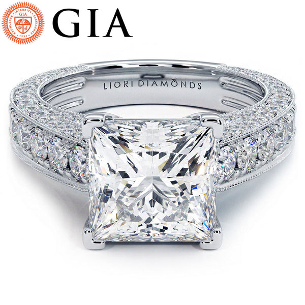 3 Carat Princess Cut Micropavé Milgrain