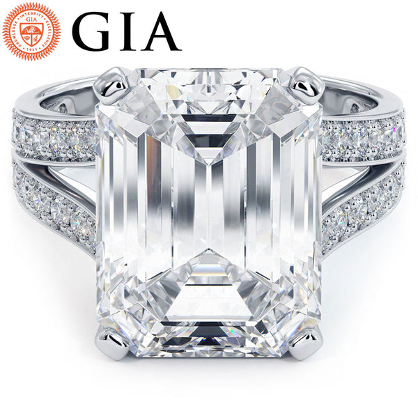 7 Carat Emerald Cut Micropavé Split Shank