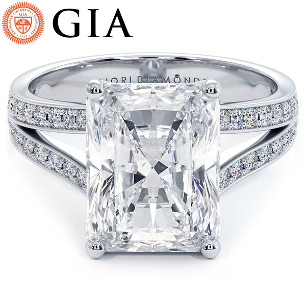 5 Carat Radiant Cut Micropavé Split Shank