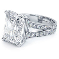 10.87ctw F-VVS2 Radiant Cut Micropavé Split Shank Lab Grown Diamond Engagement Ring set in 14k White Gold