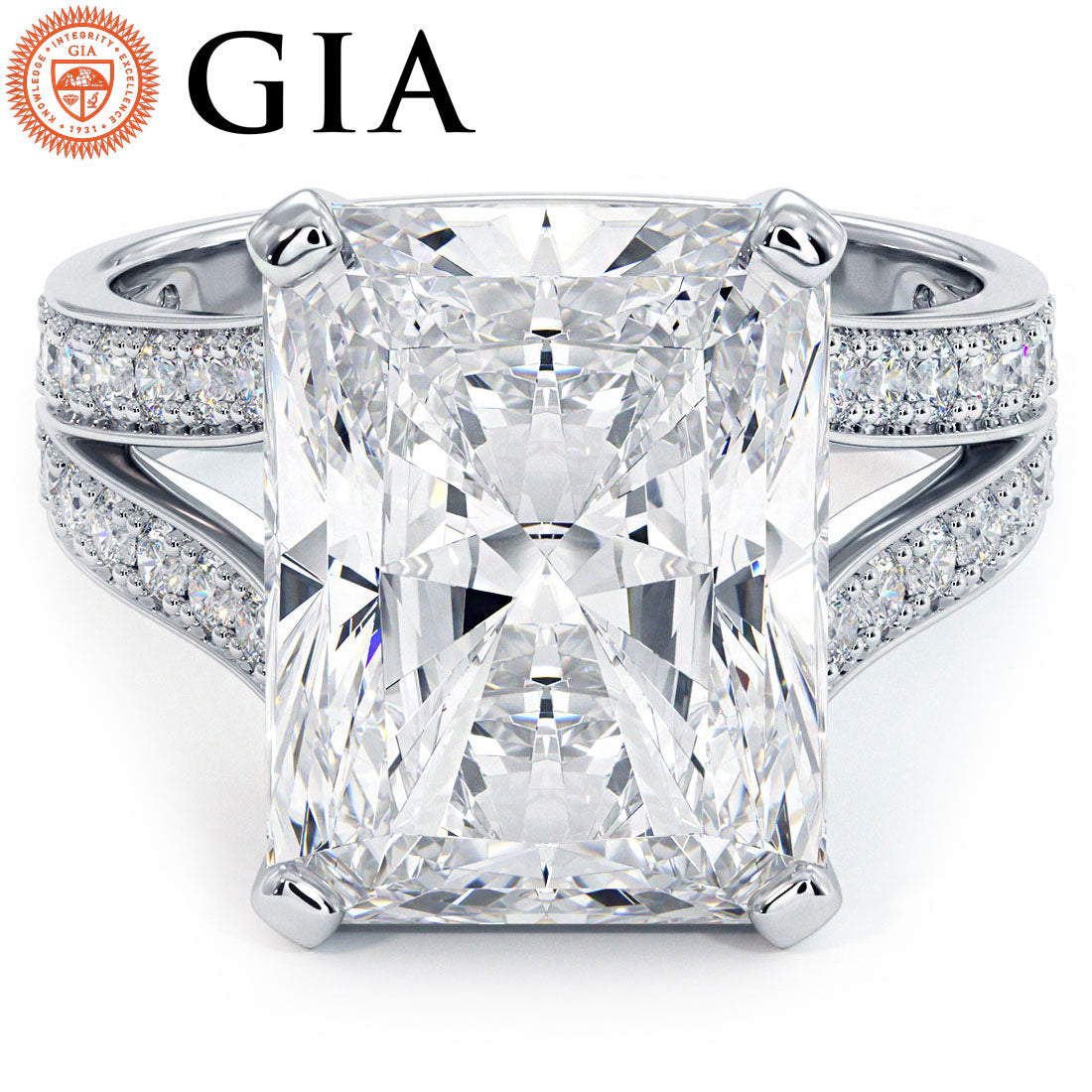 7 Carat Radiant Cut Micropavé Split Shank
