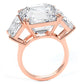 23.22ctw GIA Certified F-VS1 Asscher Cut & Trapezoid Three Stone Lab Grown Diamond Engagement Ring set in 14k Rose Gold