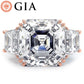 23.22ctw GIA Certified F-VS1 Asscher Cut & Trapezoid Three Stone Lab Grown Diamond Engagement Ring set in 14k Rose Gold