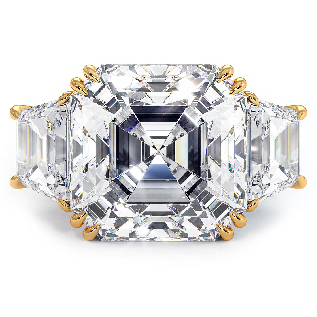 17 Carat Asscher Cut & Trapezoid Three Stone