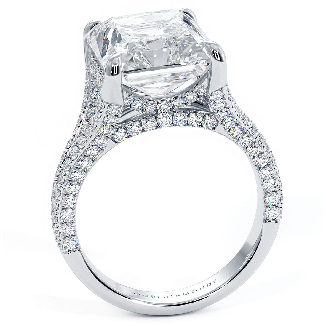 8 Carat Radiant Cut 3D Micropavé Split Shank