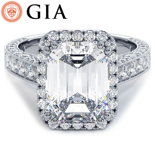4 Carat Emerald Cut Halo Micropavé Vintage Style