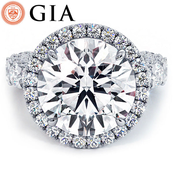 7 Carat Round Brilliant Micropavé U Shape Halo Setting