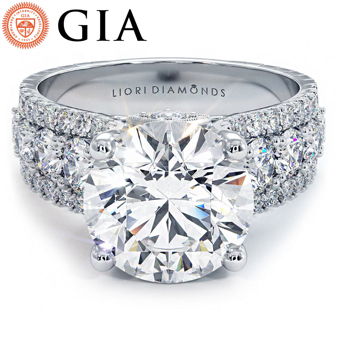 4 Carat Round Brilliant Vintage Style Graduated Cathedral Split Shank