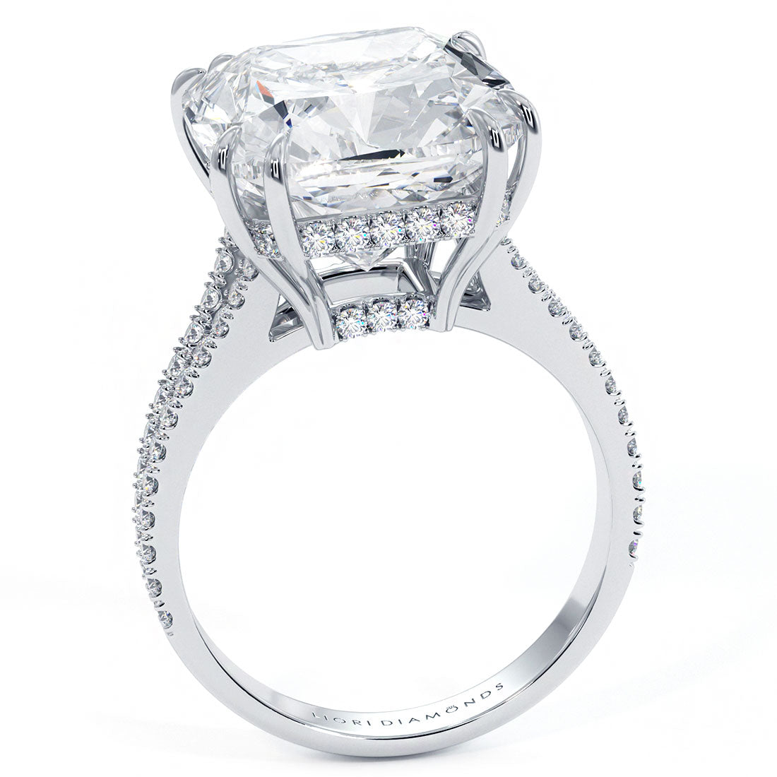 10 Carat Cushion Cut Petite Split Shank