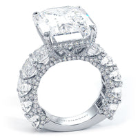 30.10ctw GIA Certified F-VVS2 Emerald Cut Micropavé Lucida Set Lab Grown Diamond Engagement Ring set in 14k White Gold