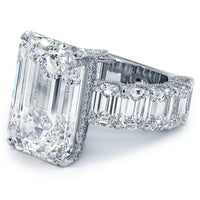 30.10ctw GIA Certified F-VVS2 Emerald Cut Micropavé Lucida Set Lab Grown Diamond Engagement Ring set in Platinum