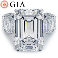 30.10ctw GIA Certified F-VVS2 Emerald Cut Micropavé Lucida Set Lab Grown Diamond Engagement Ring set in 14k White Gold