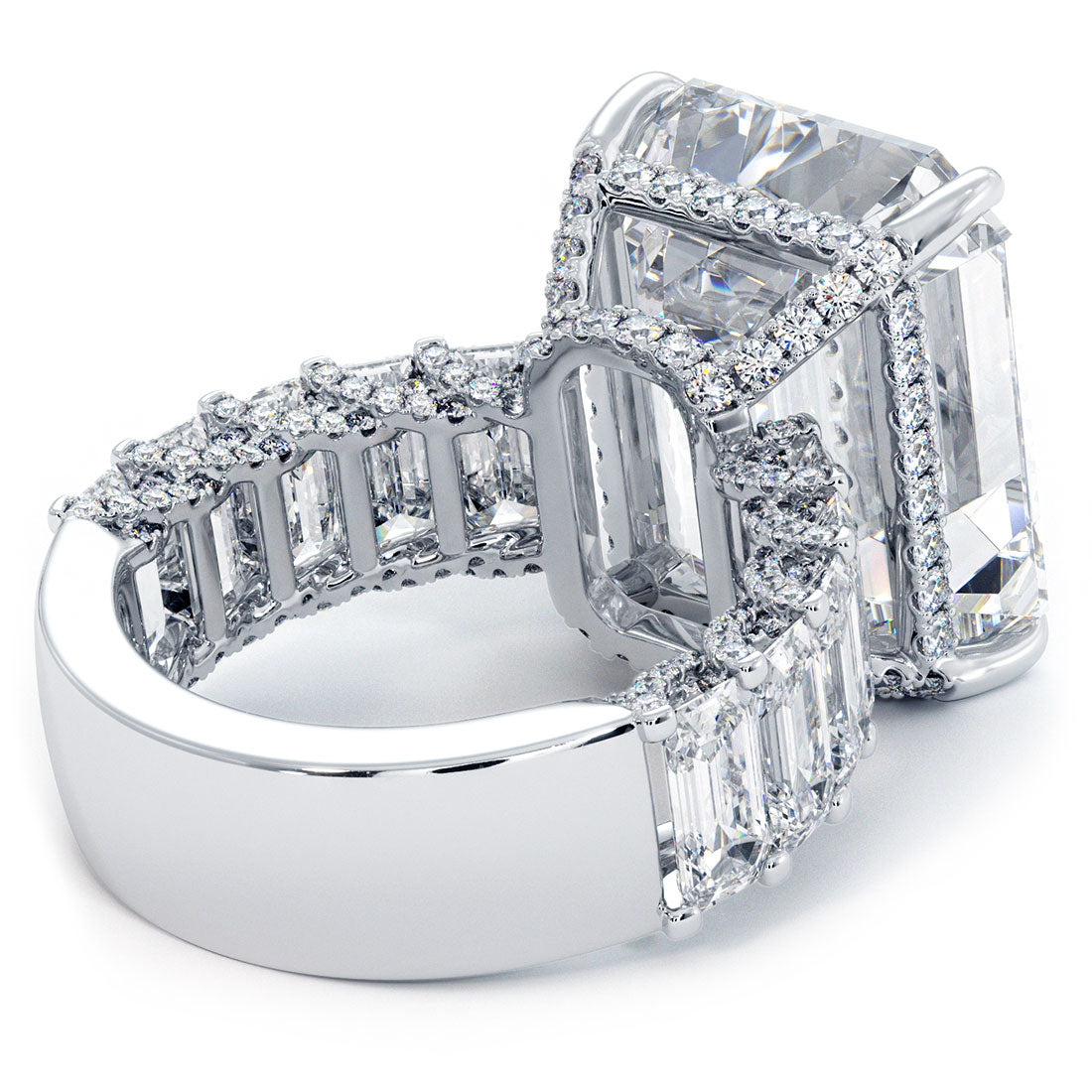 15 Carat Emerald Cut Micropavé Lucida Set Masterpiece