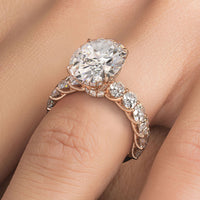 9.50ctw Oval Cut Lucida set Lab Grown Diamond Engagement Ring set in 14k Rose Gold