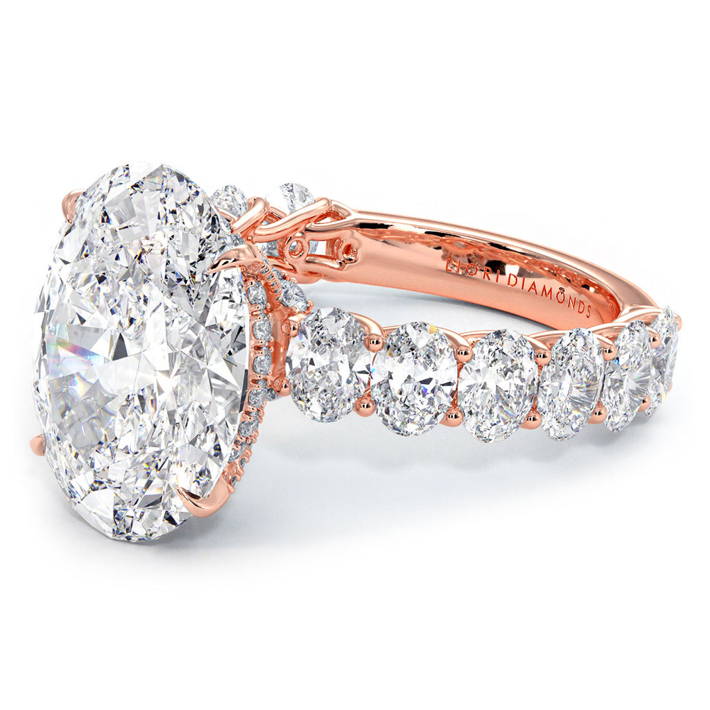 9.50ctw Oval Cut Lucida set Lab Grown Diamond Engagement Ring set in 14k Rose Gold