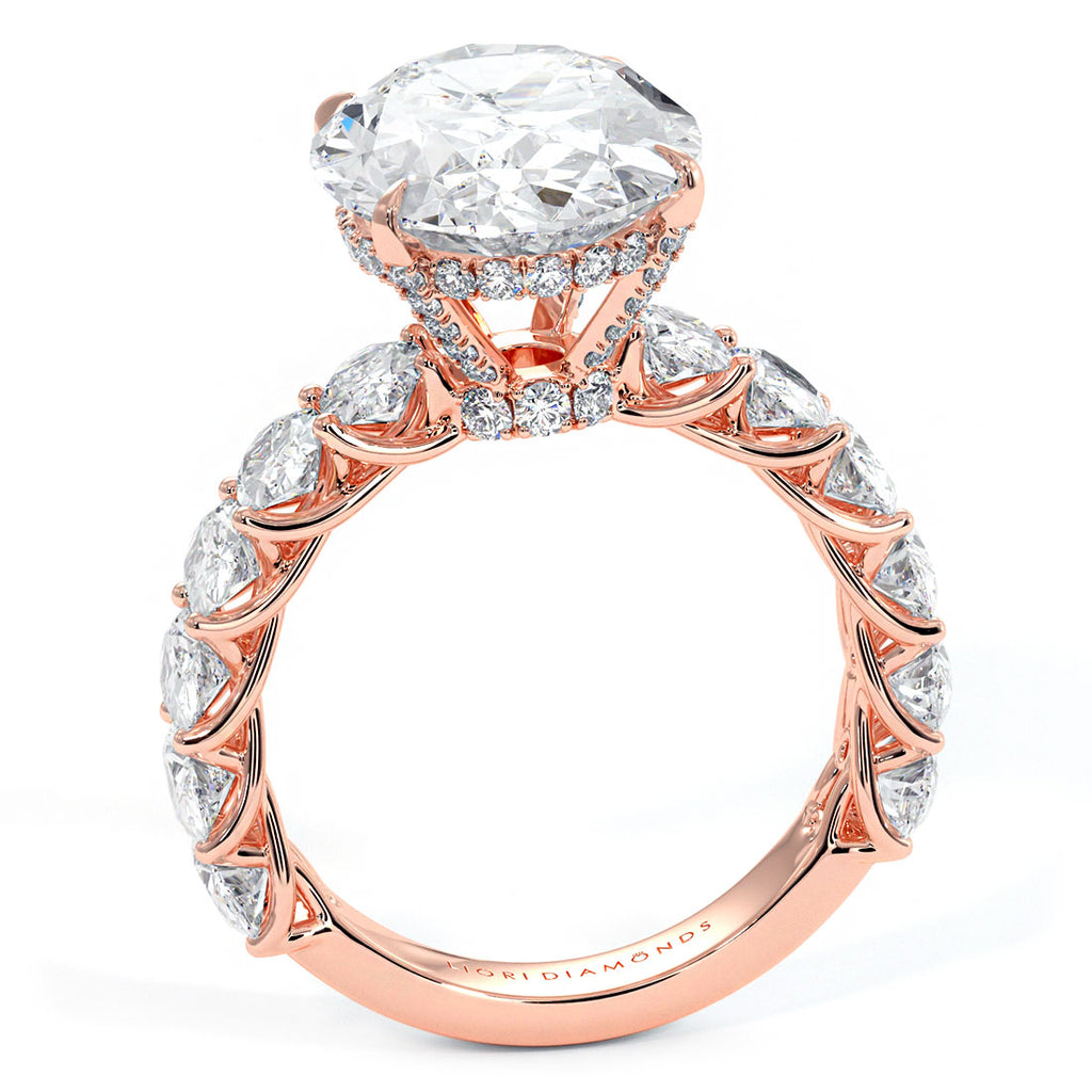 8.47ctw GIA Certified F-VS1 Oval Cut Lucida set Lab Grown Diamond Engagement Ring set in 14k Rose Gold