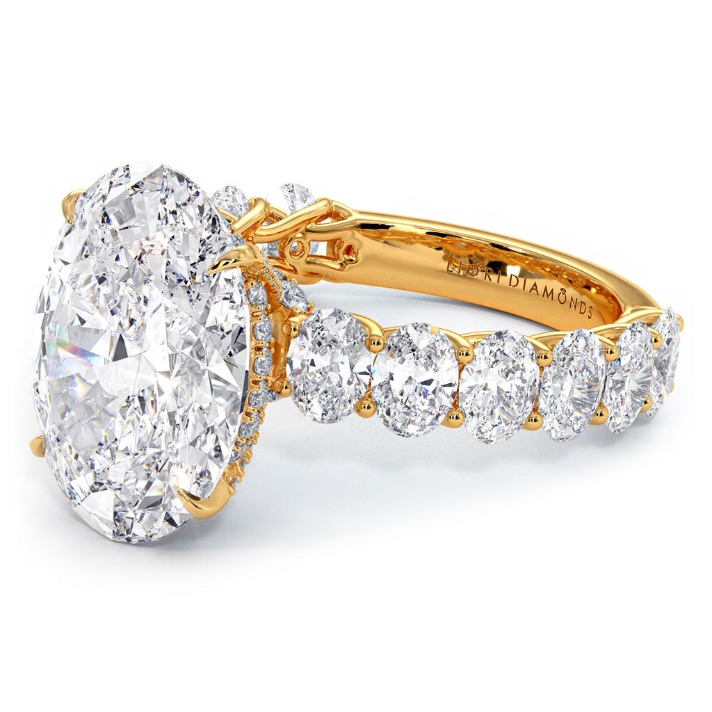 9.50ctw Oval Cut Lucida set Lab Grown Diamond Engagement Ring set in 14k Yellow Gold