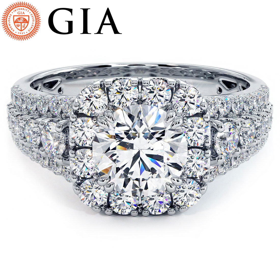 1 Carat Round Brilliant Vintage Style Large Halo