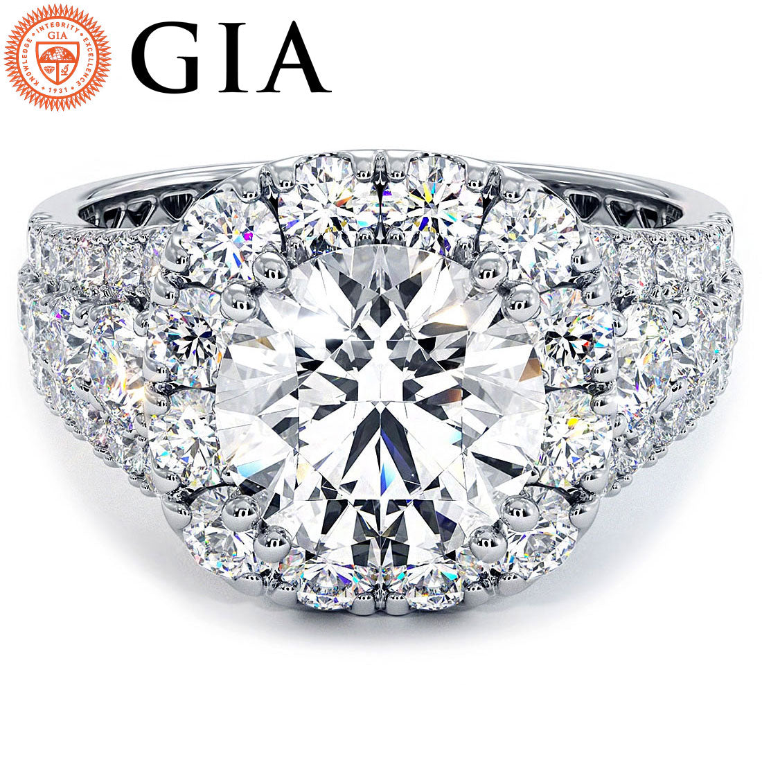 2 Carat Round Brilliant Vintage Style Large Halo