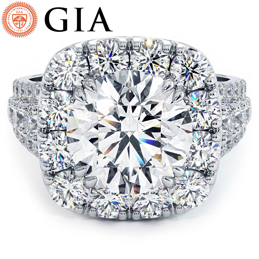 3 Carat Round Brilliant Vintage Style Large Halo