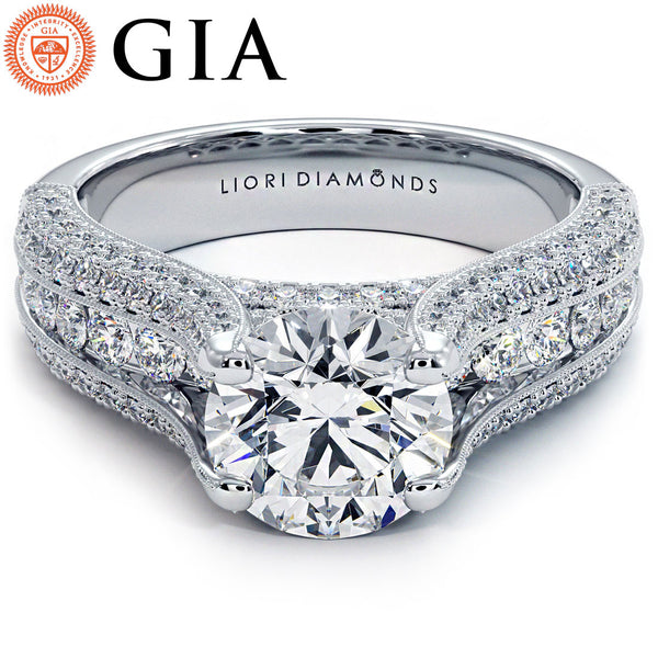 1.5 Carat Round Brilliant Micropavé Split Shank High Cathedral