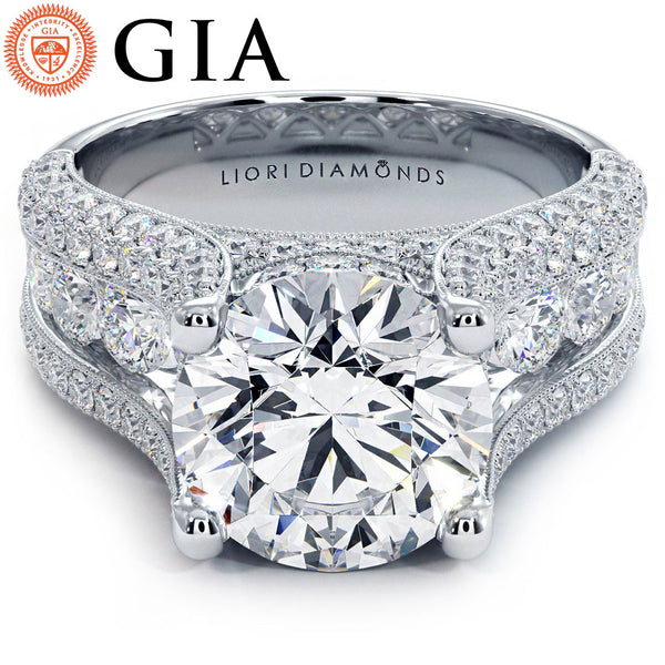 3 Carat Round Brilliant Micropavé Split Shank High Cathedral