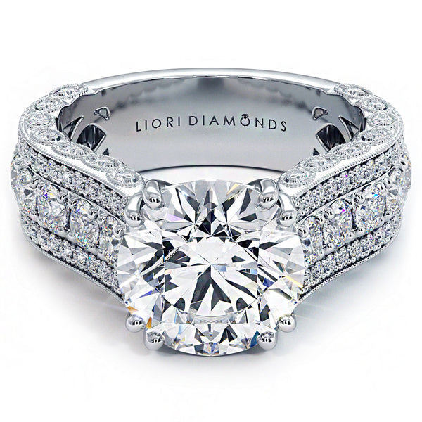 6.27ctw Round Brilliant Vintage Style Milgrain Lab Grown Diamond Engagement Ring 14k White Gold