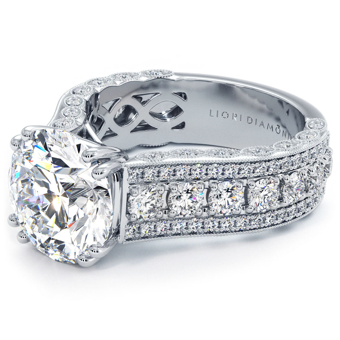 6.27ctw Round Brilliant Vintage Style Milgrain Lab Grown Diamond Engagement Ring 14k White Gold