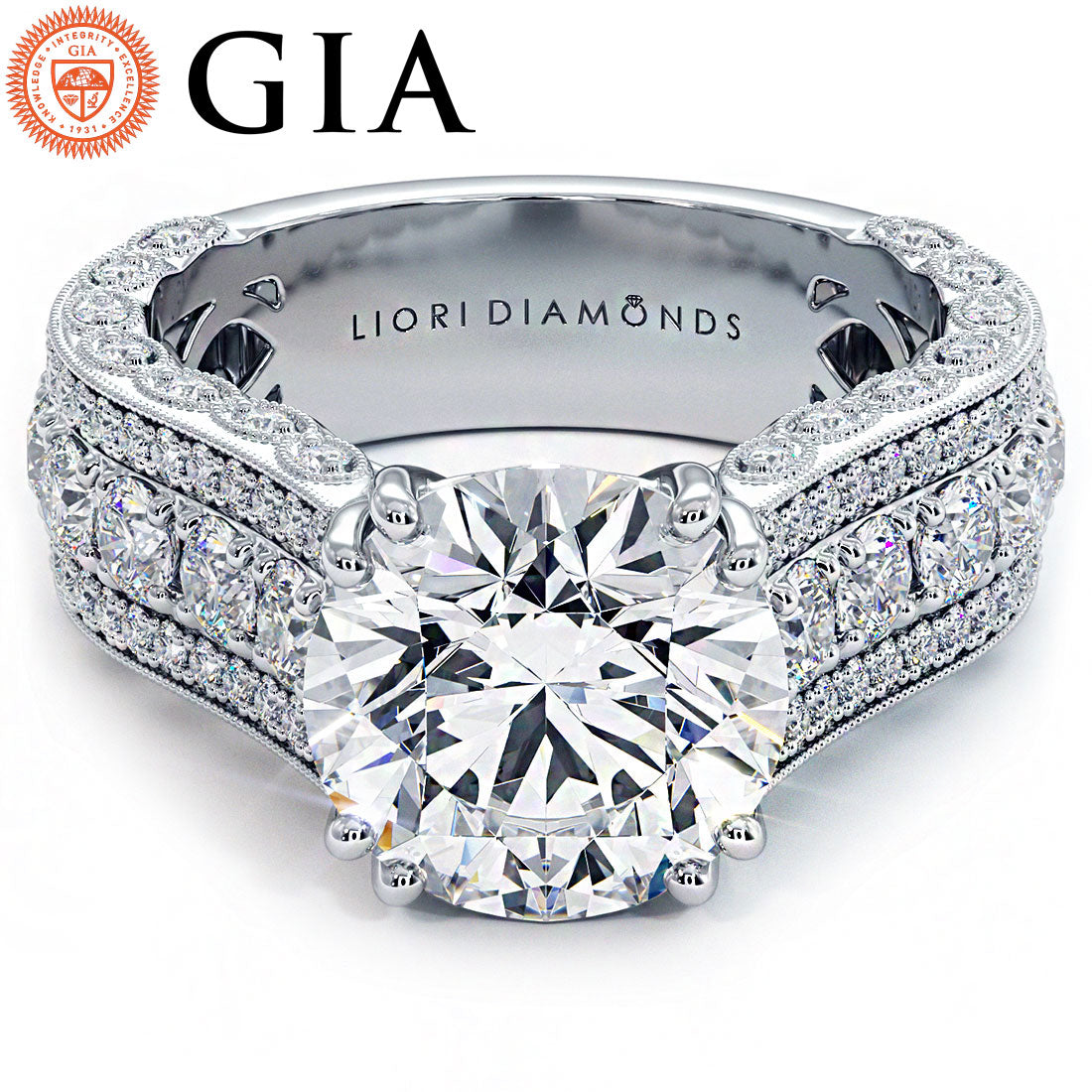 3.5 Carat Round Brilliant Vintage Style Milgrain