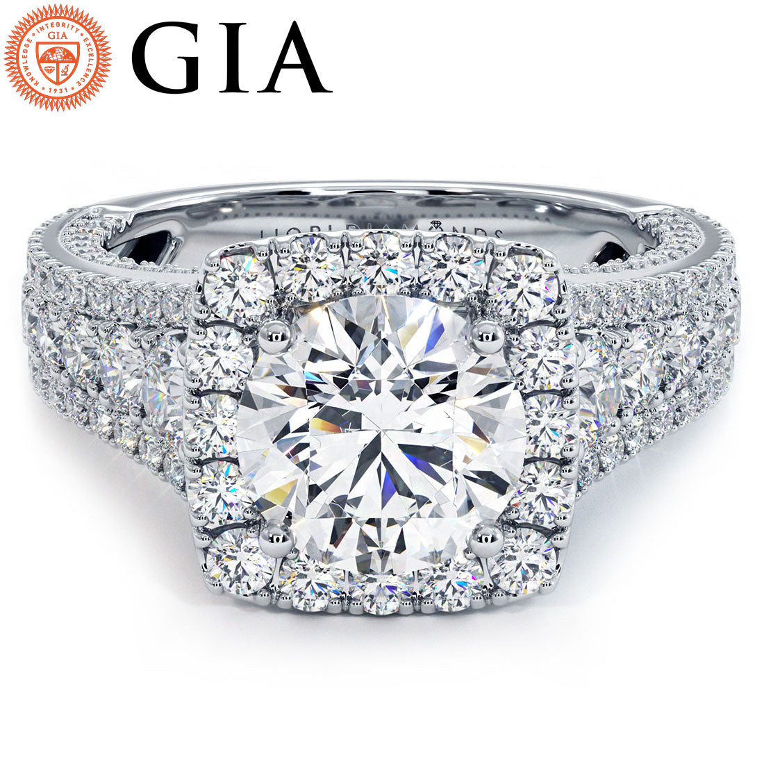 1 Carat Round Brilliant Vintage Style Micropavé Halo Graduated Shank