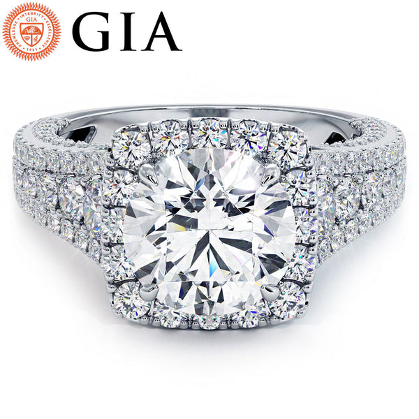 1.5 Carat Round Brilliant Vintage Style Micropavé Halo Graduated Shank