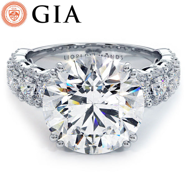5 Carat Round Brilliant Micropavé Halo Set Shank